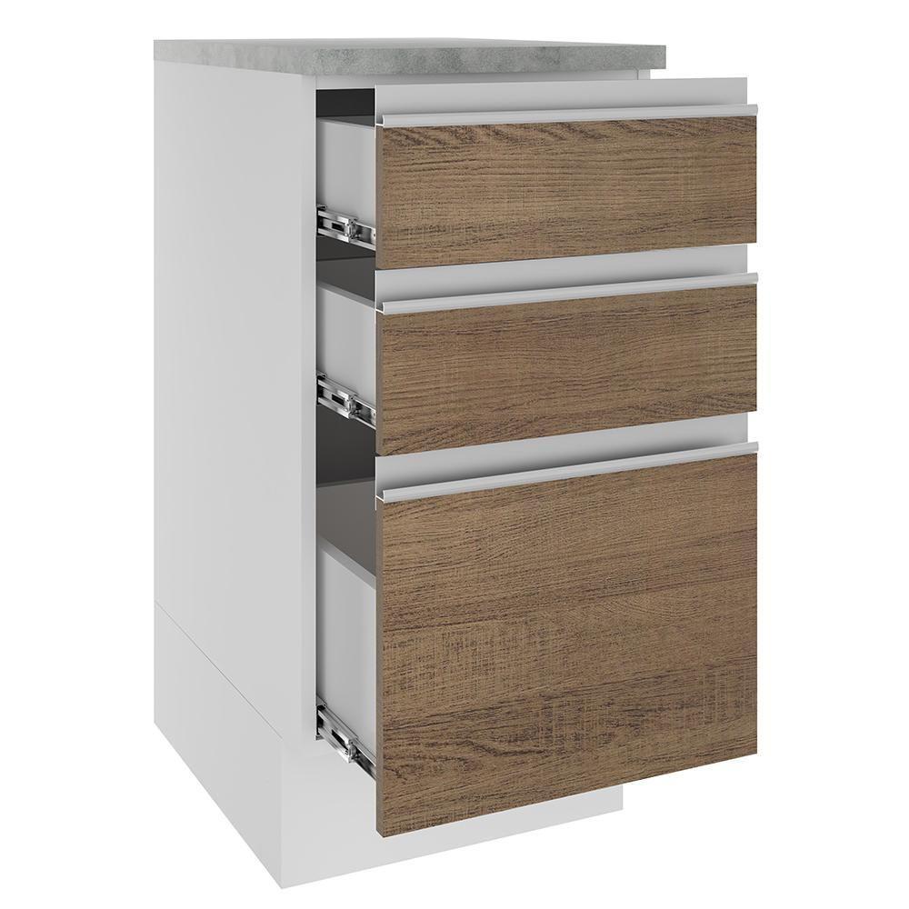 Balcão Glamy 40 cm 3 Gavetas Branco e Rustic Madesa - 10