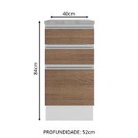 Balcão Glamy 40 cm 3 Gavetas Branco e Rustic Madesa - 3