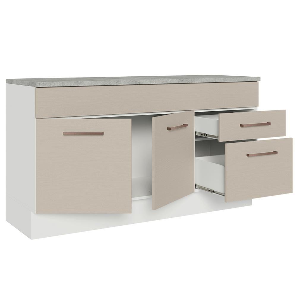 Balcão Gabinete De Pia 150 Cm 2 Gavetas 2 Portas (com Tampo) Branco/crema Agata Madesa Branco/crema - 7