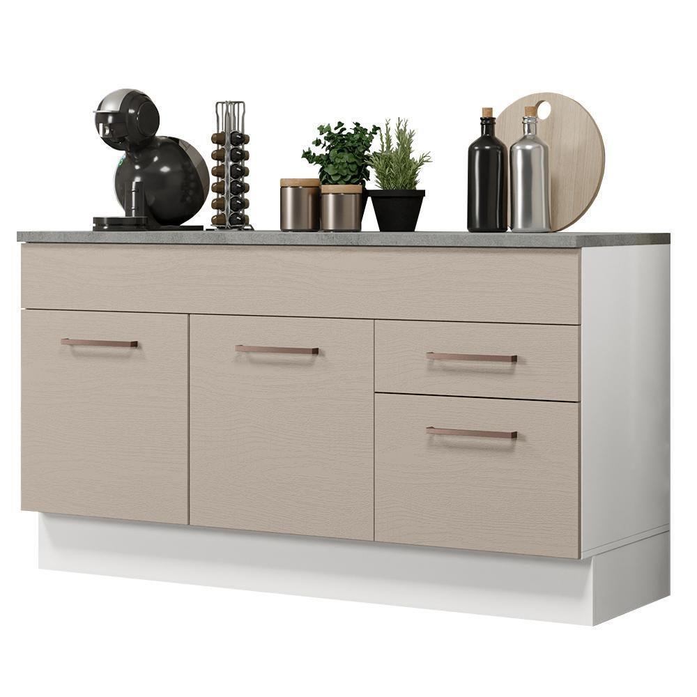 Balcão Gabinete De Pia 150 Cm 2 Gavetas 2 Portas (com Tampo) Branco/crema Agata Madesa Branco/crema - 9