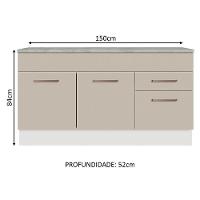 Balcão Gabinete De Pia 150 Cm 2 Gavetas 2 Portas (com Tampo) Branco/crema Agata Madesa Branco/crema - 8