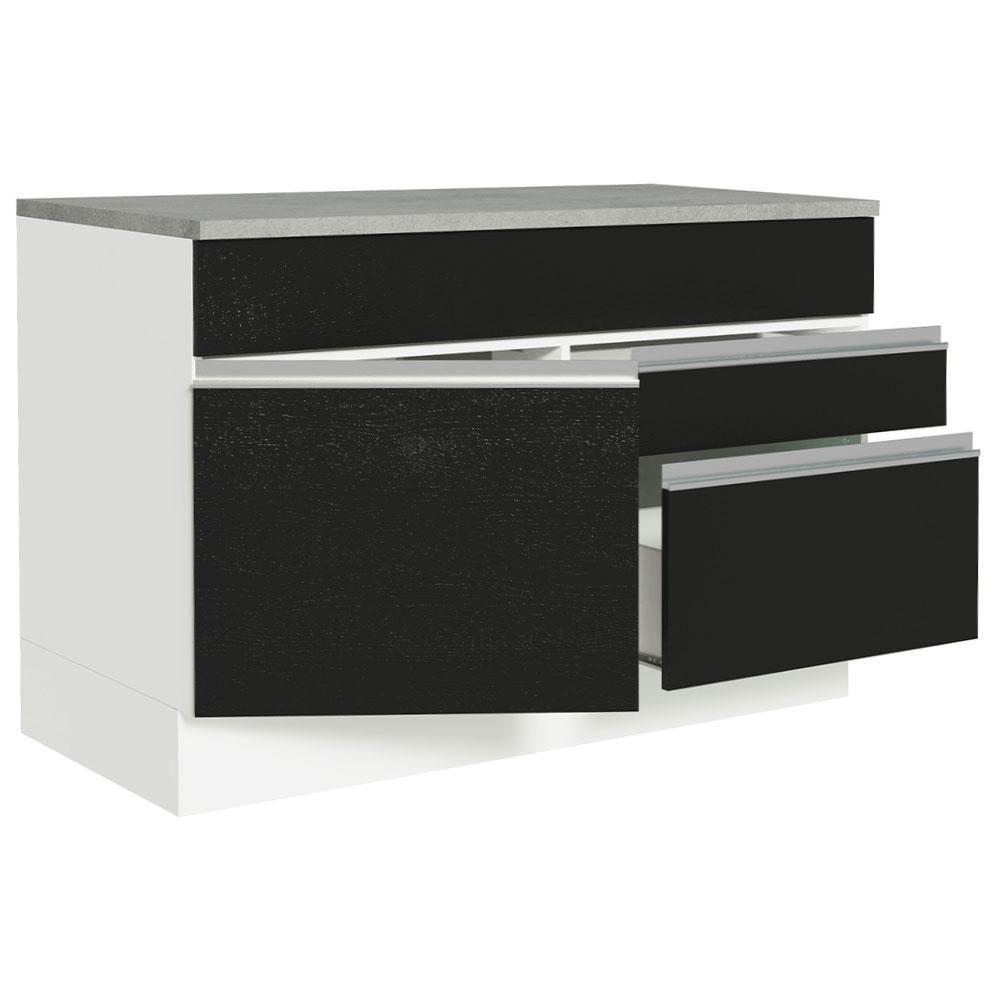 Balcão Gabinete De Pia 120 X 60 Cm 1 Porta 2 Gavetas Branco - 7