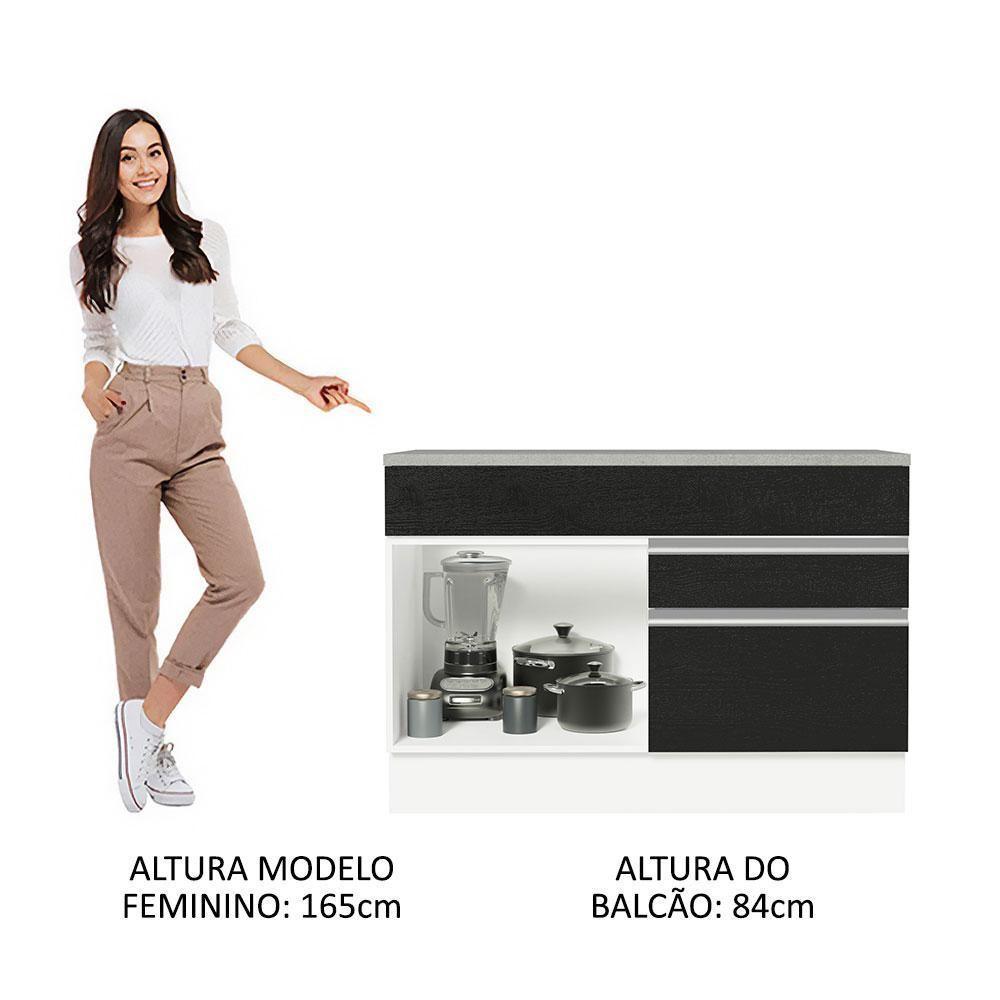 Balcão Gabinete De Pia 120 X 60 Cm 1 Porta 2 Gavetas Branco - 8