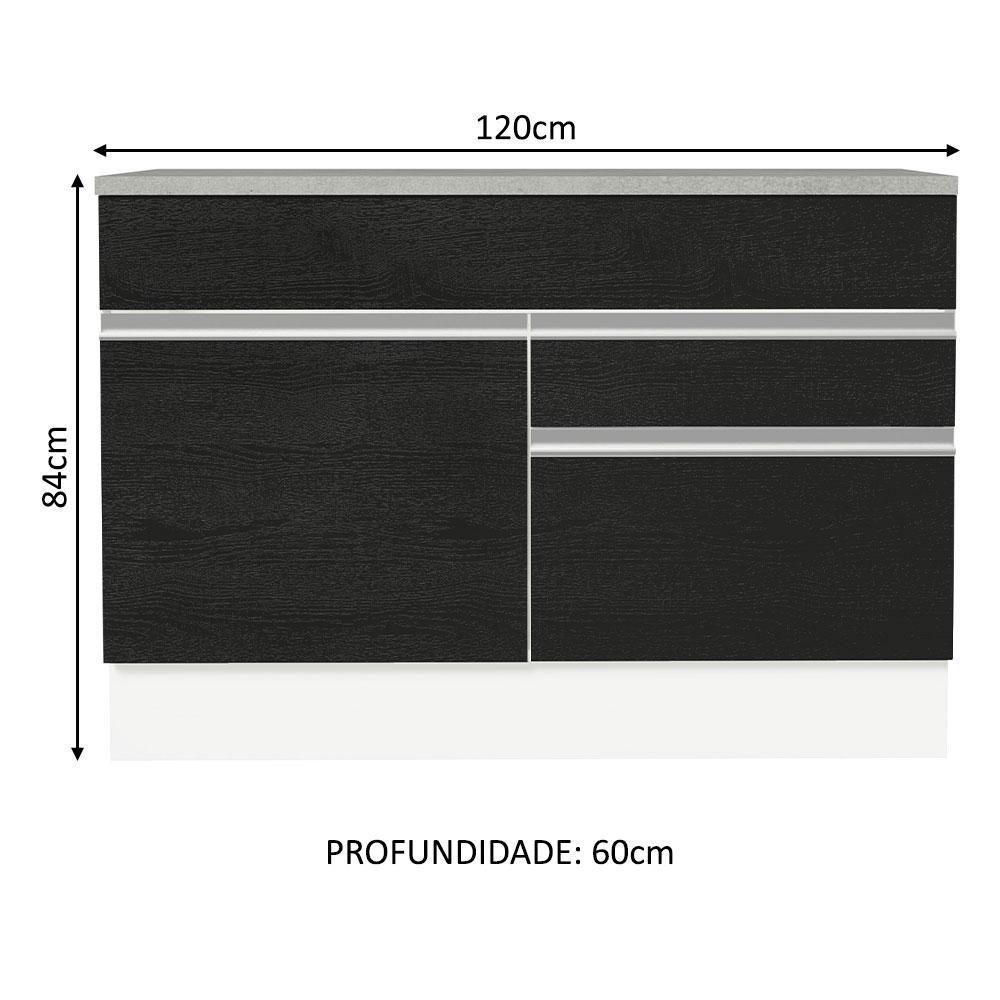 Balcão Gabinete De Pia 120 X 60 Cm 1 Porta 2 Gavetas Branco - 10