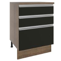 Balcão Glamy 60cm 3 Gavetas Rustic Preto - 2