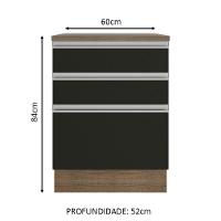 Balcão Glamy 60cm 3 Gavetas Rustic Preto - 6