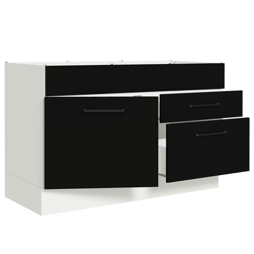 Balcão Gabinete De Pia 120 X 60 Cm 1 Porta 2 Gavetas Branco - 7