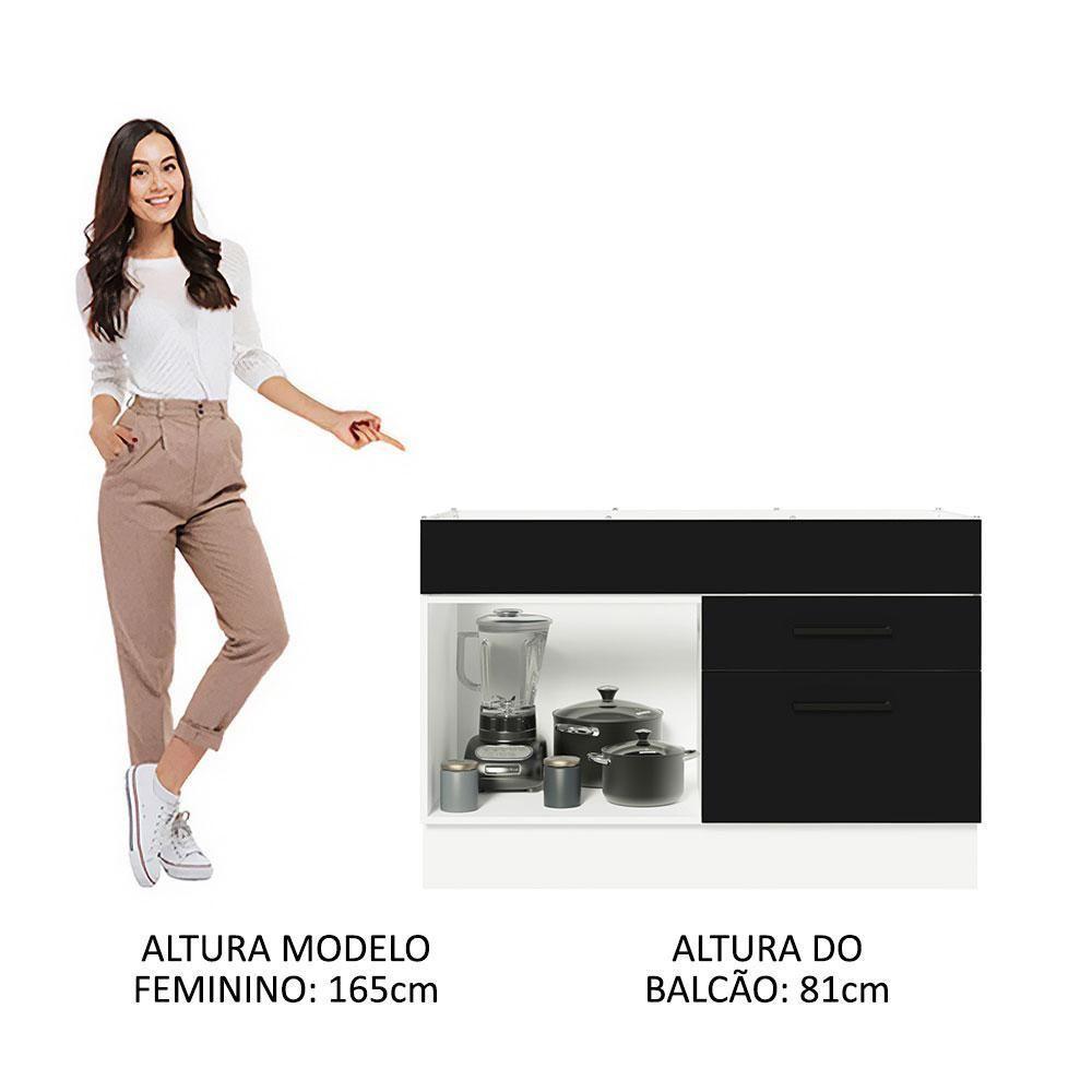 Balcão Gabinete De Pia 120 X 60 Cm 1 Porta 2 Gavetas Branco - 8