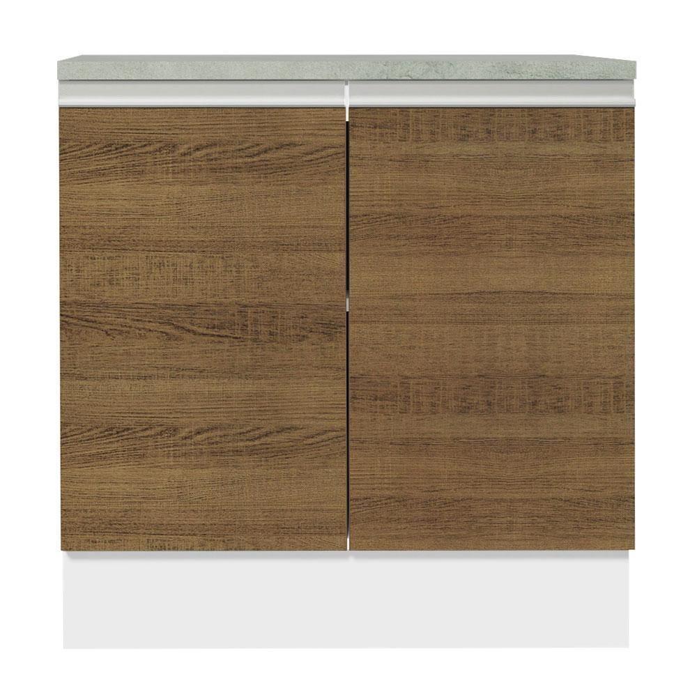 Balcão Glamy 80 cm 2 Portas Branco e Rustic Madesa - 7