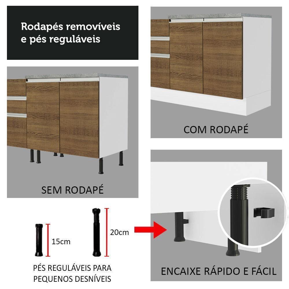 Balcão Glamy 80 cm 2 Portas Branco e Rustic Madesa - 4