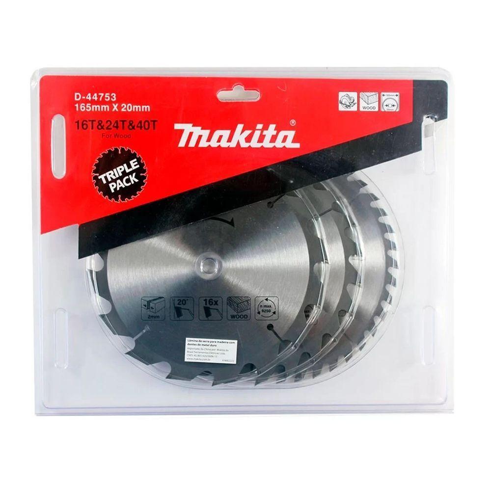 Conjunto 03 Serras 165 X 20 Mm X 16t 24t 40t Makita - 1