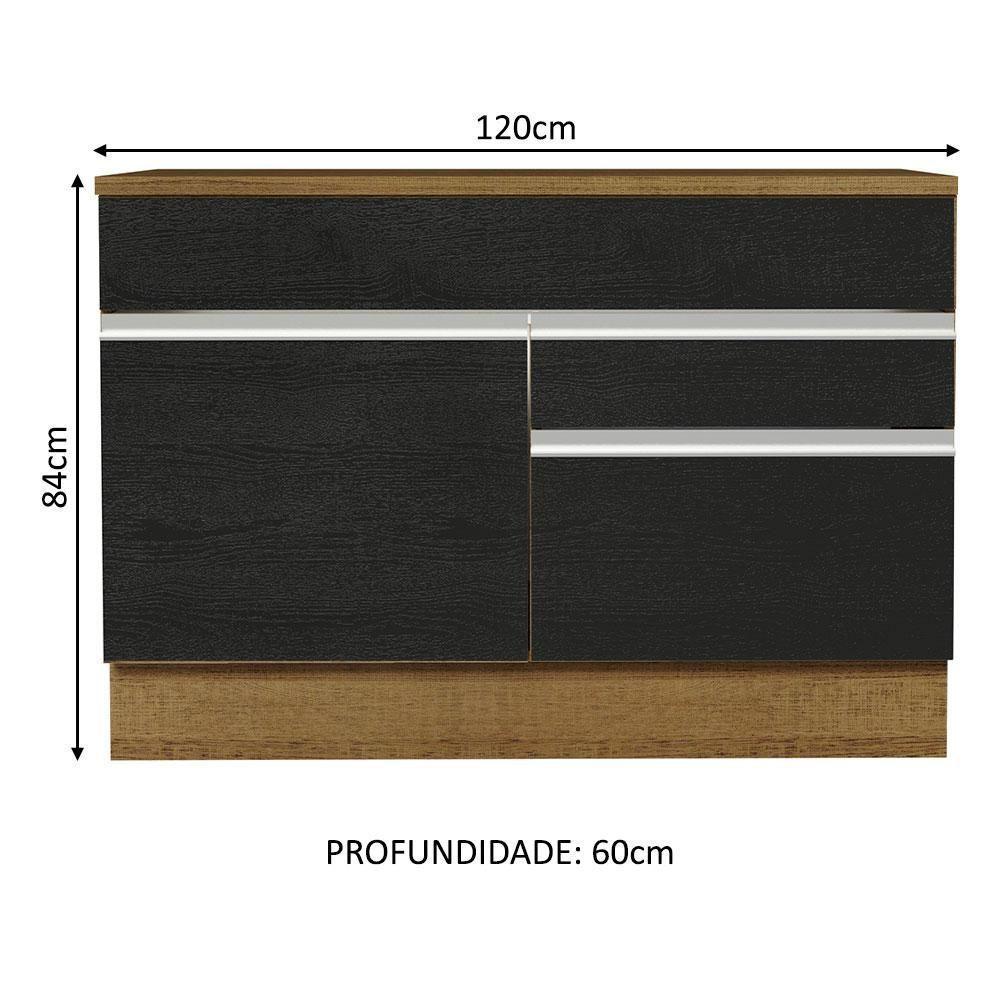Balcão Gabinete De Pia 120 X 60 Cm 1 Porta 2 Gavetas Rustic - 10