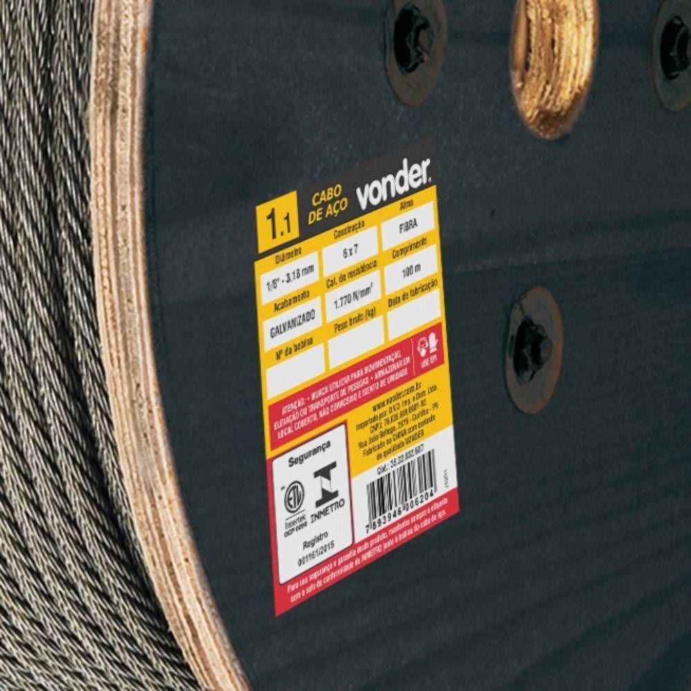 Cabo De Aço Af 1-8" Alma De Fibra 6x7 Galv Com 100m Vonder - 6