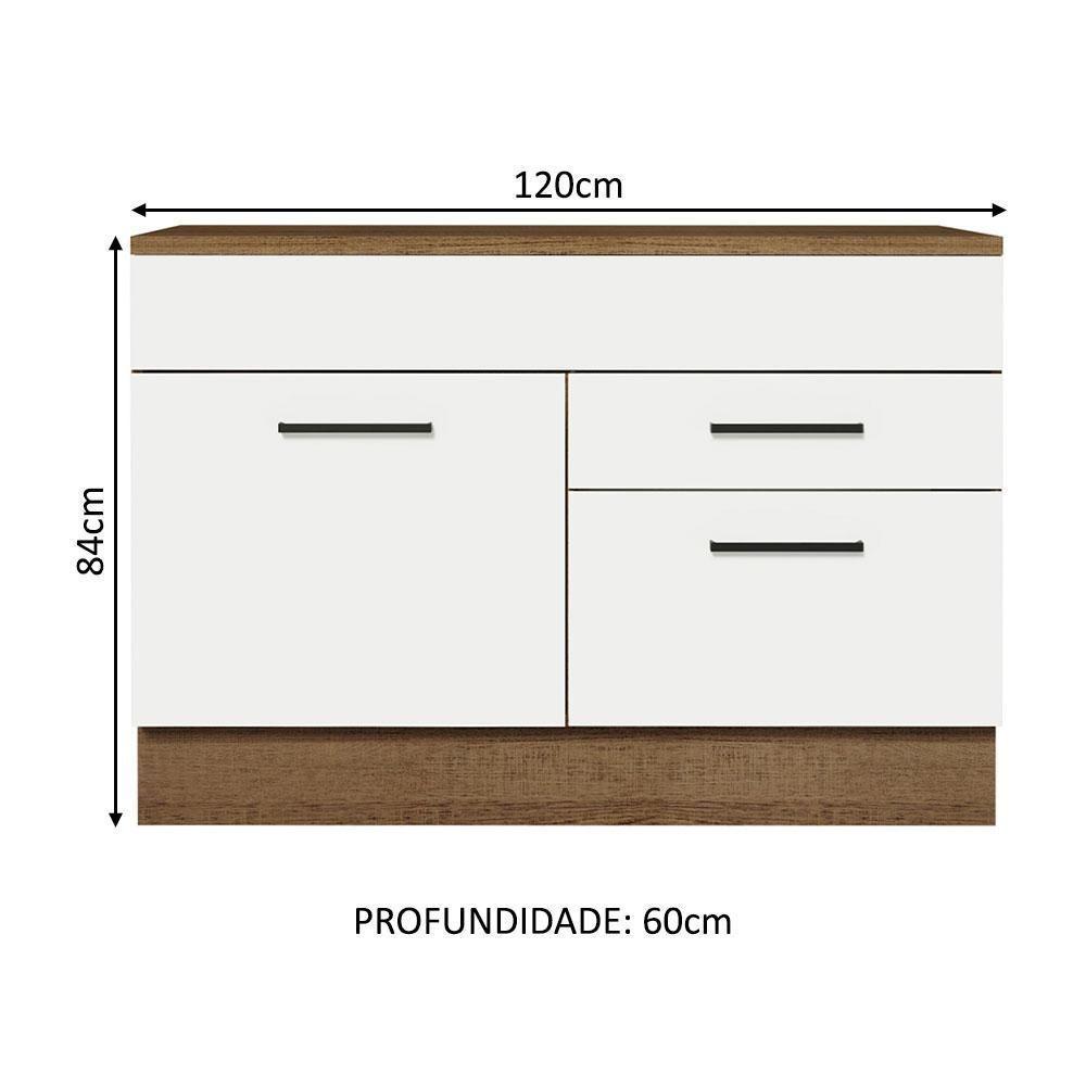 Balcão Gabinete De Pia 120 X 60 Cm 1 Porta 2 Gavetas Rustic - 10