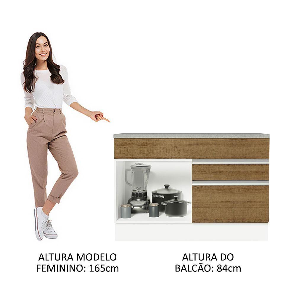 Balcão Gabinete De Pia 120 X 60 Cm 1 Porta 2 Gavetas Branco - 8