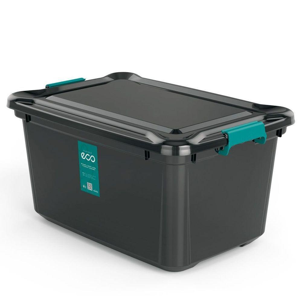 Caixa Plástica Organizadora 27 Litros Plasvale Eco Preto - 1