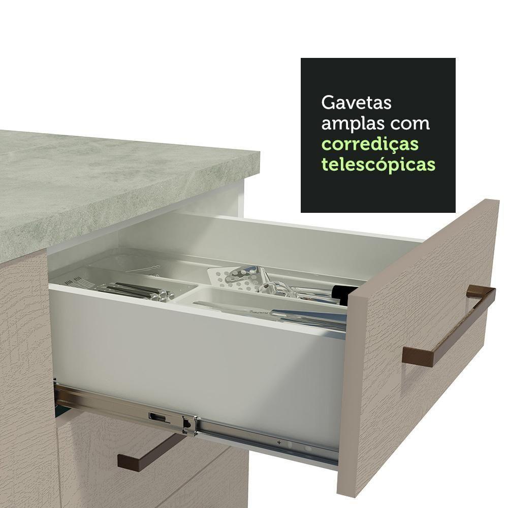 Balcão Gabinete De Pia 150 Cm 2 Portas E 2 Gavetas (sem Tampo E Pia) Branco/crema Agata Madesa - 5