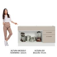 Balcão Gabinete De Pia 150 Cm 2 Portas E 2 Gavetas (sem Tampo E Pia) Branco/crema Agata Madesa - 7