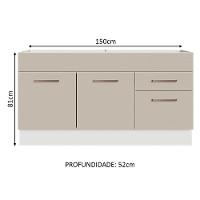 Balcão Gabinete De Pia 150 Cm 2 Portas E 2 Gavetas (sem Tampo E Pia) Branco/crema Agata Madesa - 9