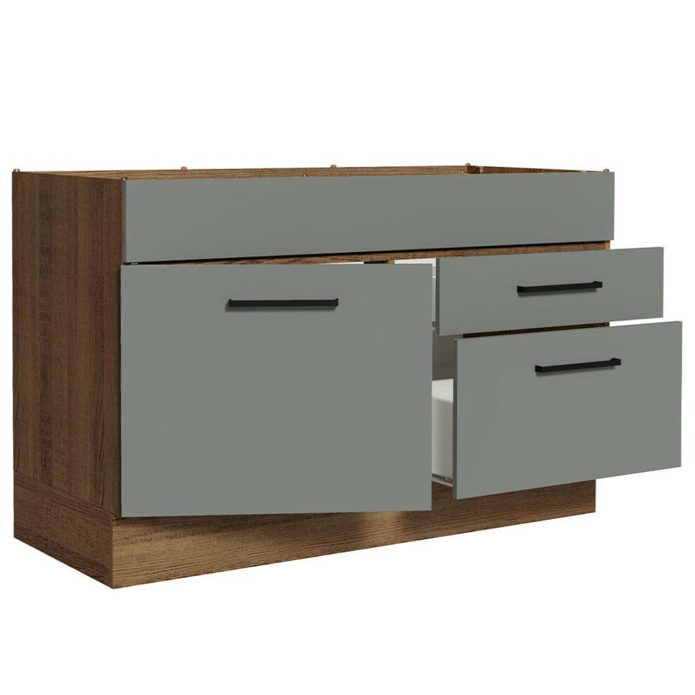 Balcão Gabinete De Pia 120 X 60 Cm 1 Porta 2 Gavetas Rustic - 7