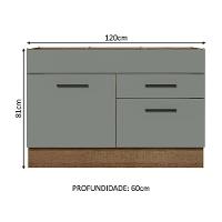 Balcão Gabinete De Pia 120 X 60 Cm 1 Porta 2 Gavetas Rustic - 10