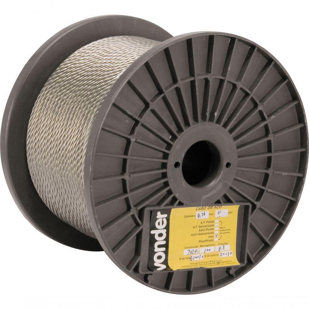 Cabo De Aço Aai 3-16 Alma De Aço 6x7 Inox Com 100m Vonder - 1