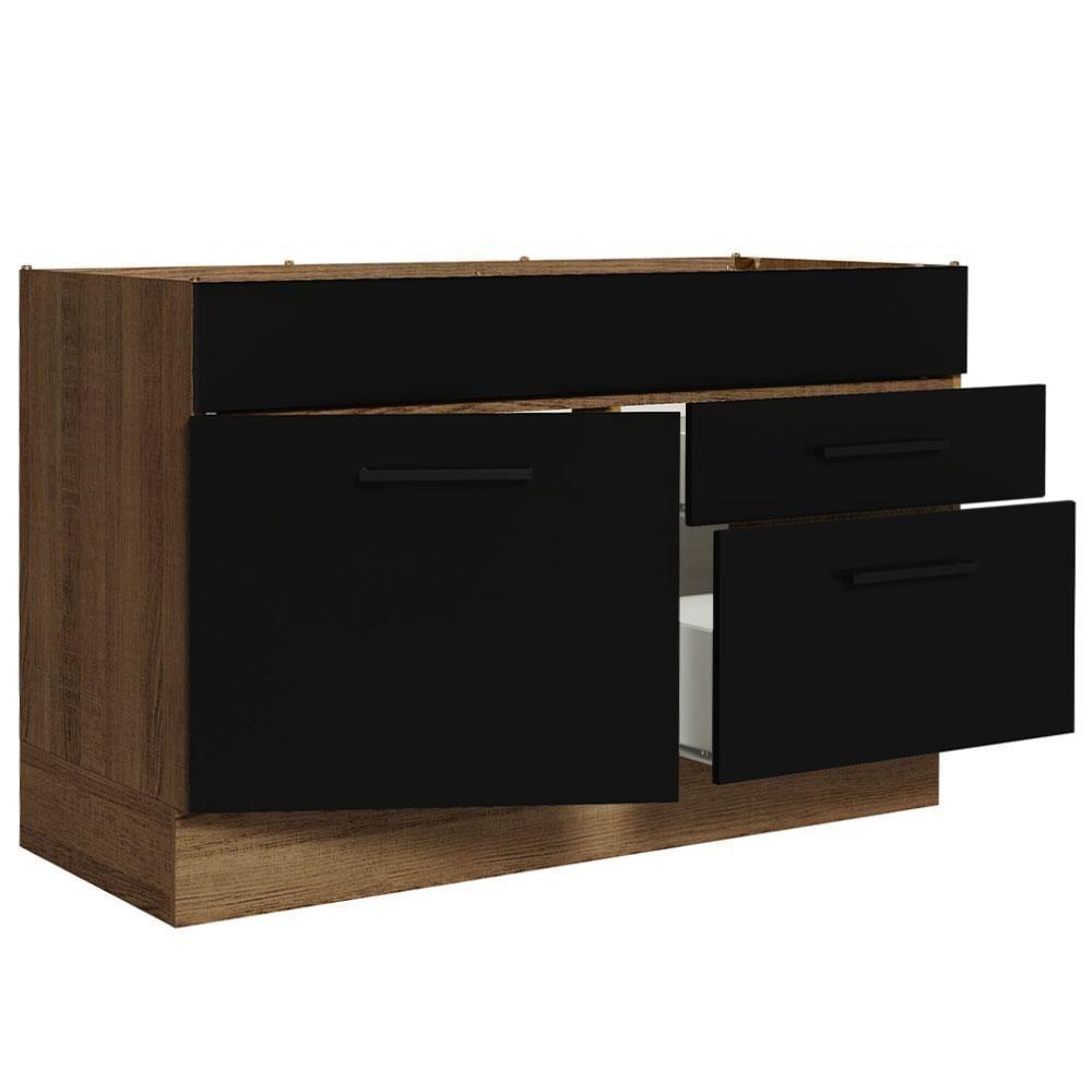 Balcão Gabinete De Pia 120 X 60 Cm 1 Porta 2 Gavetas Rustic - 7