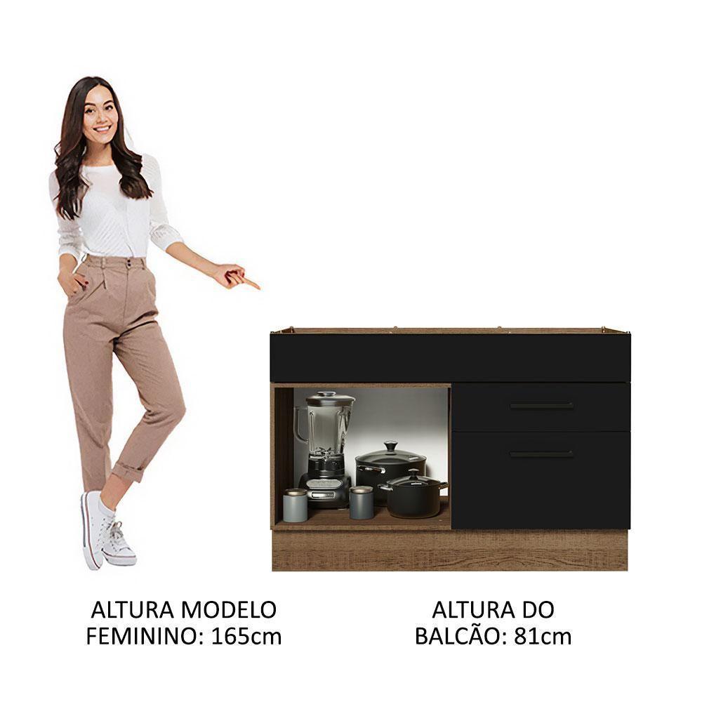 Balcão Gabinete De Pia 120 X 60 Cm 1 Porta 2 Gavetas Rustic - 8