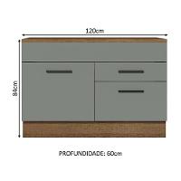Balcão Gabinete De Pia 120 X 60 Cm 1 Porta 2 Gavetas Rustic - 2