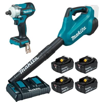 Soprador + 4 Baterias 5ah + Carregador E Chave Dtw3 110V