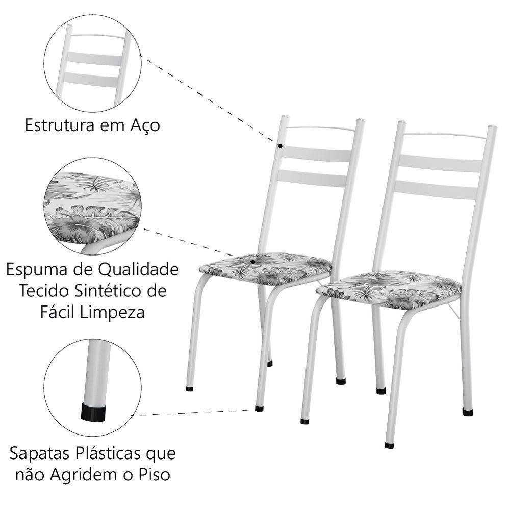 Conjunto 2 Cadeiras Leia Artefamol Branco Flor - 3
