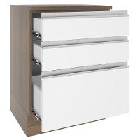 Balcão Glamy 60 cm 3 Gavetas Rustic e Branco Madesa - 5