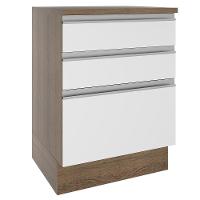 Balcão Glamy 60 cm 3 Gavetas Rustic e Branco Madesa - 8