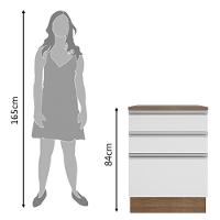 Balcão Glamy 60 cm 3 Gavetas Rustic e Branco Madesa - 9