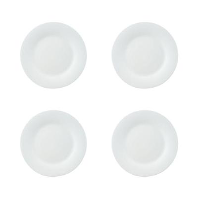 Conjunto 4 Pratos De Sobremesa Em Vidro Opalino Branco