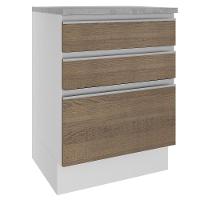 Balcão Glamy 60 cm 3 Gavetas Branco e Rustic Madesa - 3