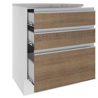 Balcão Glamy 60 cm 3 Gavetas Branco e Rustic Madesa - 5