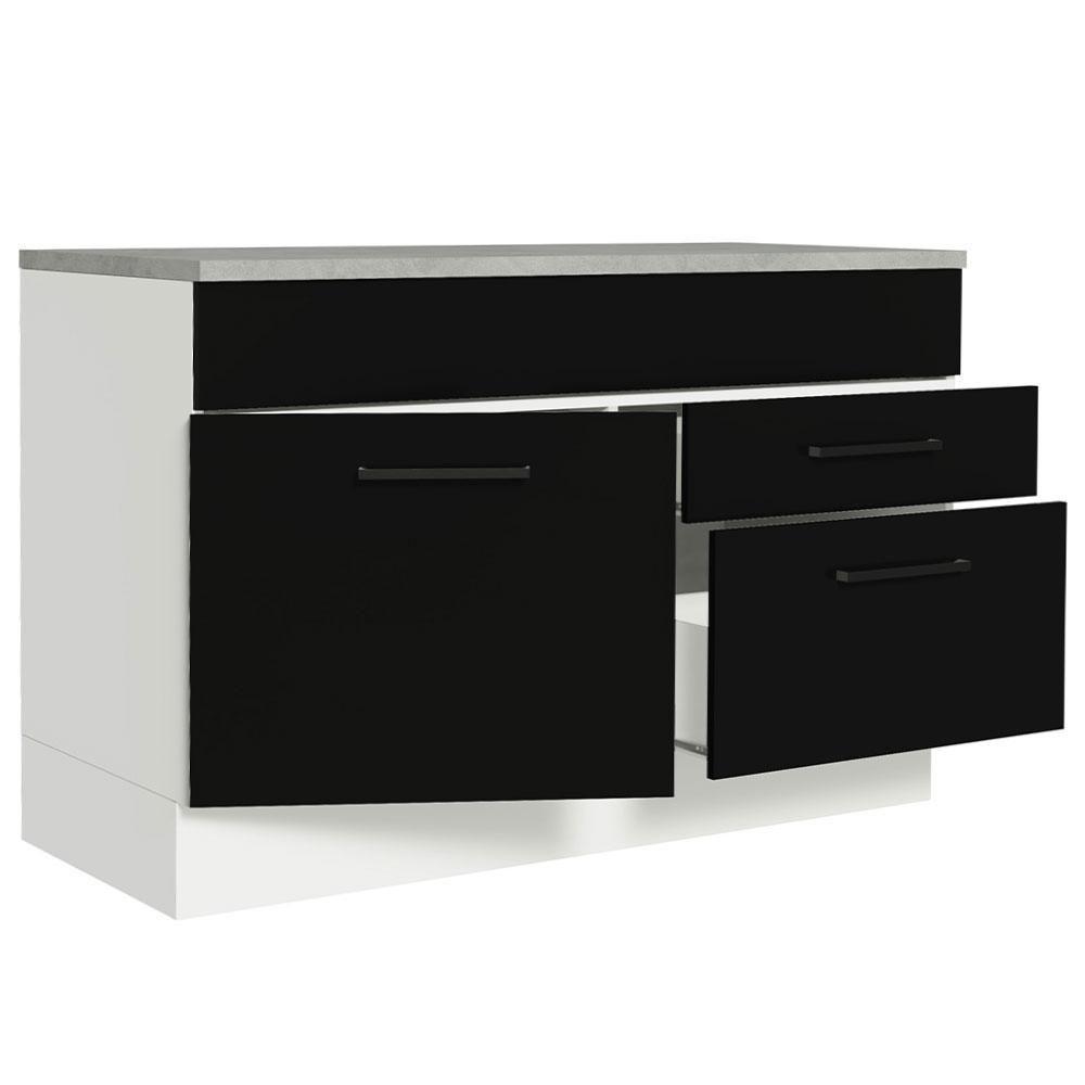 Balcão Gabinete De Pia 120 X 60 Cm 1 Porta 2 Gavetas Branco - 7