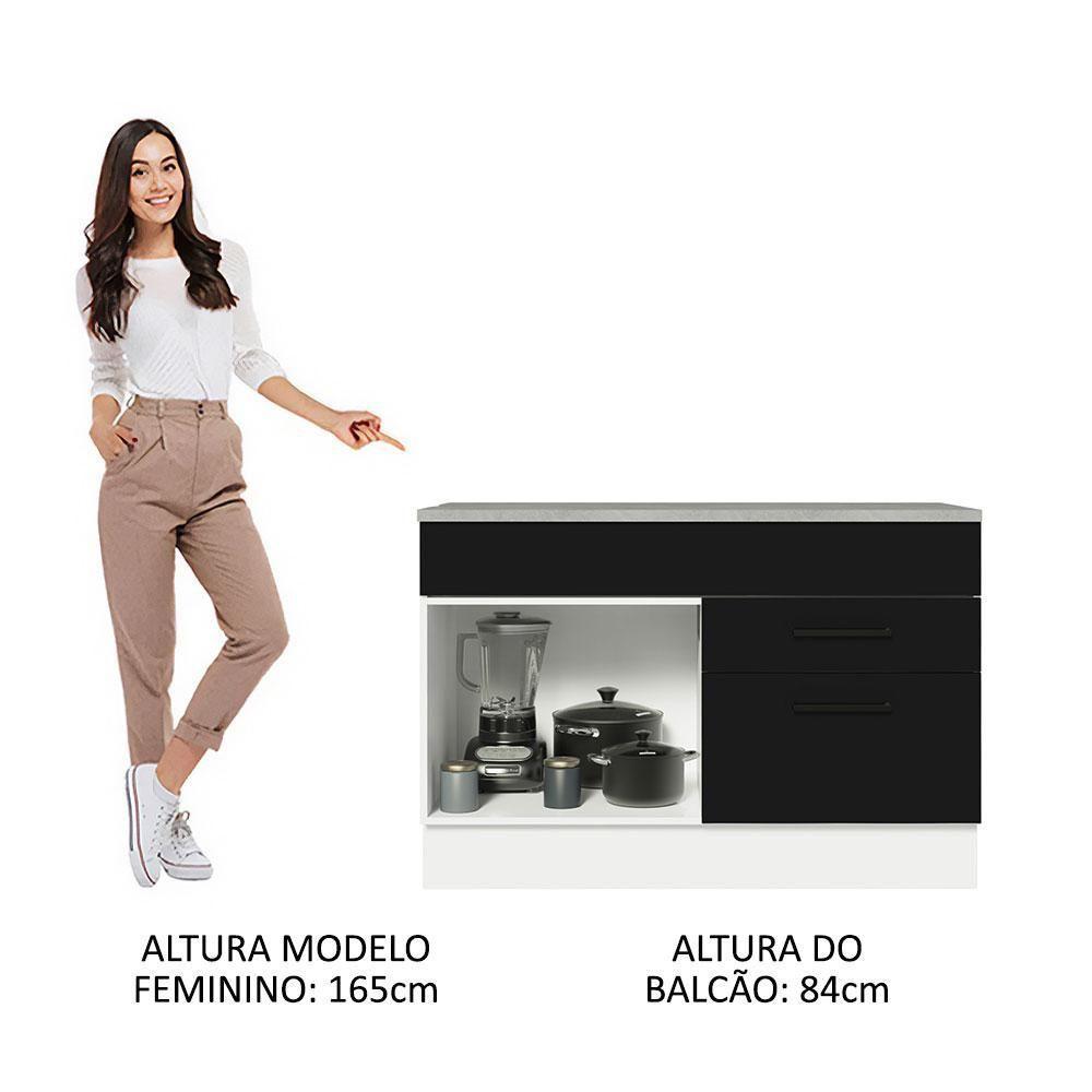 Balcão Gabinete De Pia 120 X 60 Cm 1 Porta 2 Gavetas Branco - 8