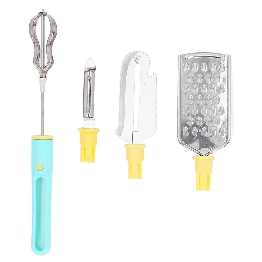 Conjunto Utensilios De Cozinha 4 Em 1 Ralador Faca Batedeira Descascador Aço Inox - 3
