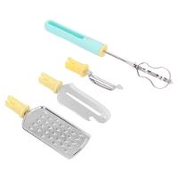 Conjunto Utensilios De Cozinha 4 Em 1 Ralador Faca Batedeira Descascador Aço Inox - 1