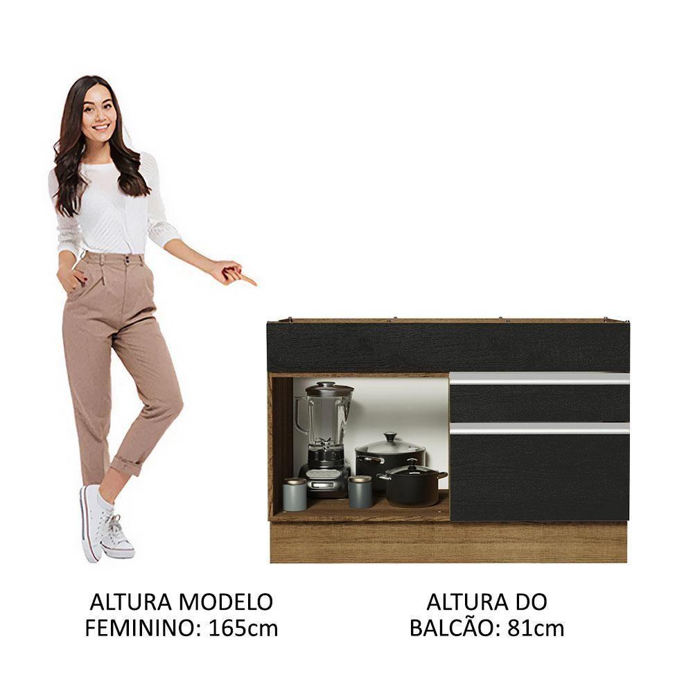 Balcão Gabinete De Pia 120 X 60 Cm 1 Porta 2 Gavetas Rustic - 8