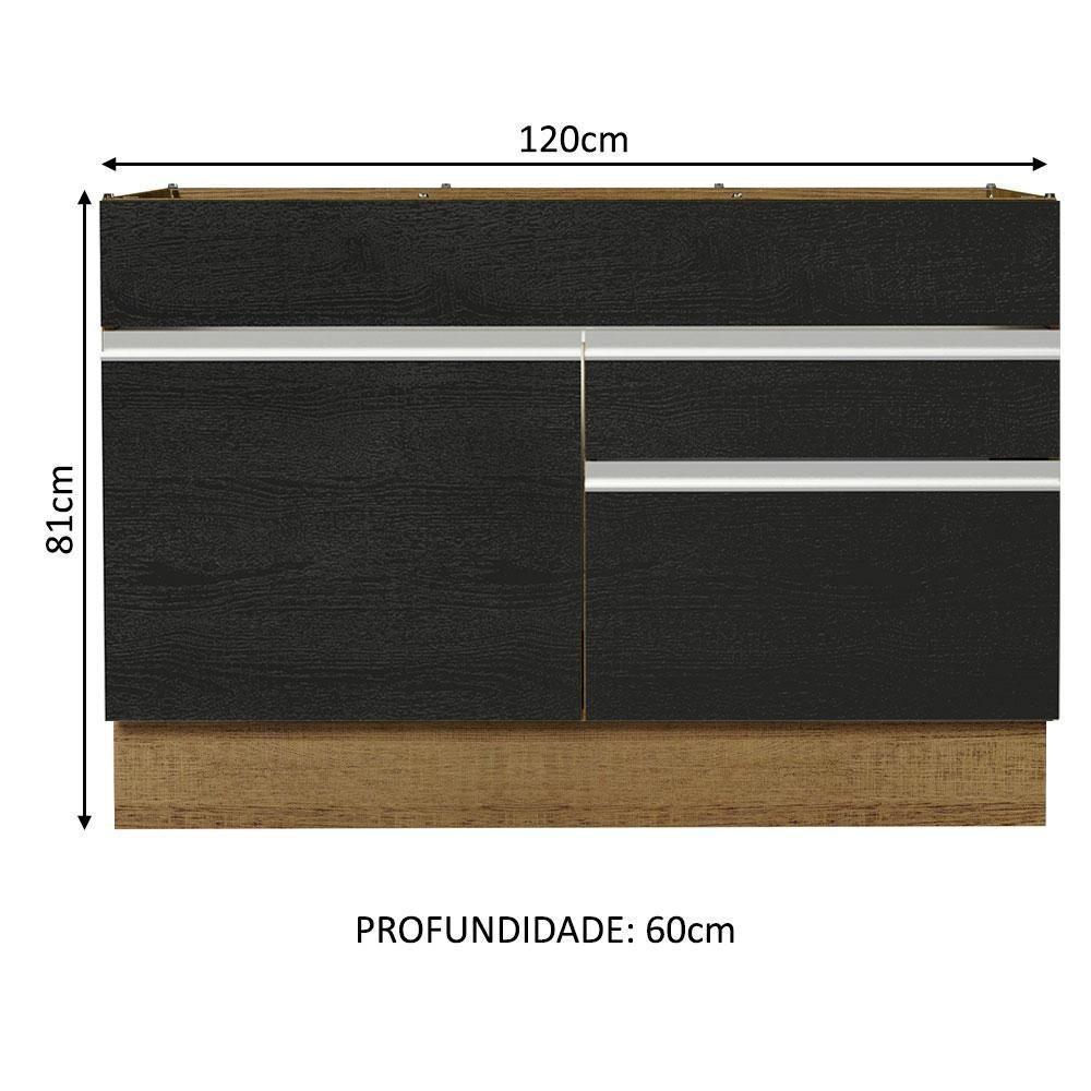 Balcão Gabinete De Pia 120 X 60 Cm 1 Porta 2 Gavetas Rustic - 10