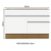 Balcão Gabinete De Pia 120 X 60 Cm 1 Porta 2 Gavetas Rustic - 10