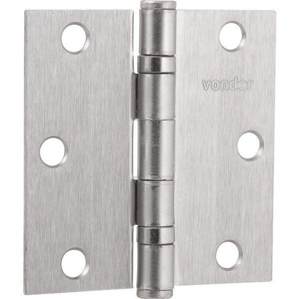 Dobradiça Para Porta 4 Aço Carbono Niquelado Com 3 Pç Vonder - 1