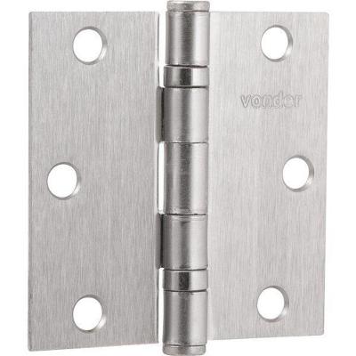 Dobradiça Para Porta 4 Aço Carbono Niquelado Com 3 Pç Vonder