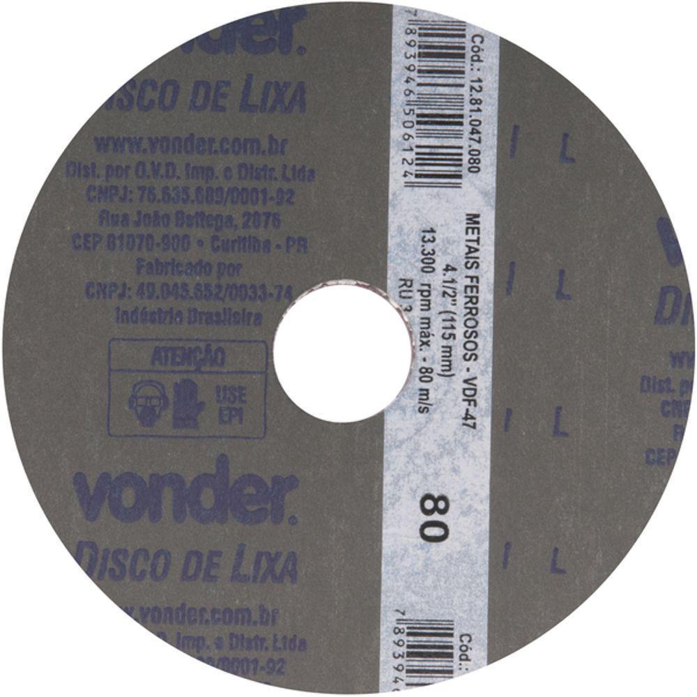 Disco Lixa Fibra 115mm G80 Dvf47 10 Peças - Vonder - 3