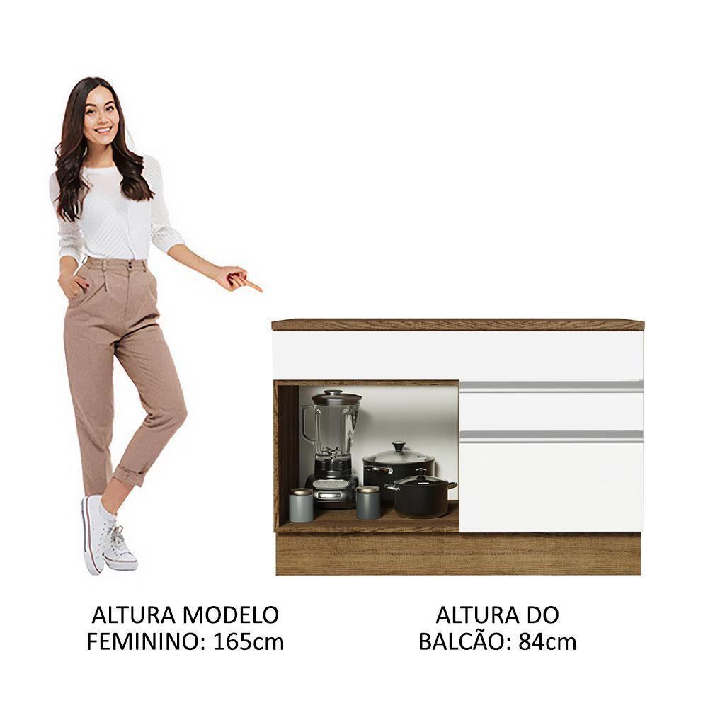 Balcão Gabinete De Pia 120 X 60 Cm 1 Porta 2 Gavetas Rustic - 8