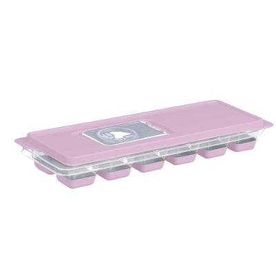 Forma De Gelo Com Tampa Enche Fácil Base Em Silicone Rosa