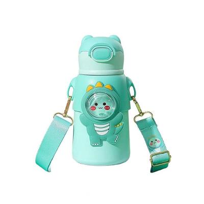 Garrafinha C/ Canudo Squeeze Infantil Garrafa Bebe Térmica Alça Verde